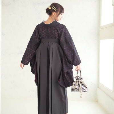 【リサイクル着物】 2尺袖着物 袴 2点セット 販売品 中古 USED  レース 花柄  袴91cm（身長153-158cm）卒業式 大学生 （5182681811）【中古販売】