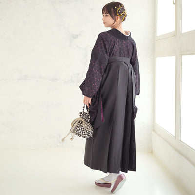 【リサイクル着物】 2尺袖着物 袴 2点セット 販売品 中古 USED  レース 花柄  袴91cm（身長153-158cm）卒業式 大学生 （5182681811）【中古販売】