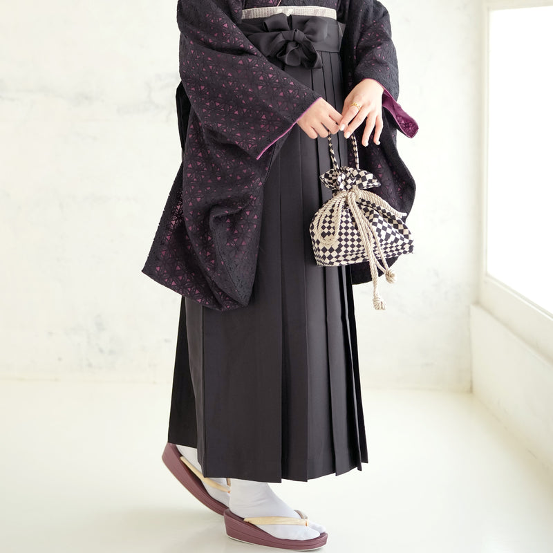 【リサイクル着物】 2尺袖着物 袴 2点セット 販売品 中古 USED  レース 花柄  袴91cm（身長153-158cm）卒業式 大学生 （5182681811）【中古販売】