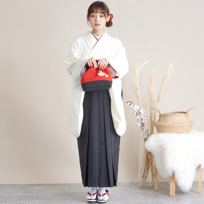【リサイクル着物】 2尺袖着物 袴 2点セット 販売品 中古 USED  ワントーン 地紋  袴91cm（身長153-158cm）卒業式 大学生 （5182684511）【中古販売】