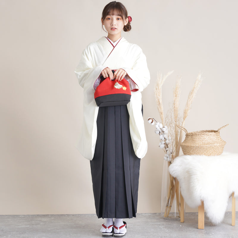 【リサイクル着物】 2尺袖着物 袴 2点セット 販売品 中古 USED  ワントーン 地紋  袴91cm（身長153-158cm）卒業式 大学生 （5182684511）【中古販売】