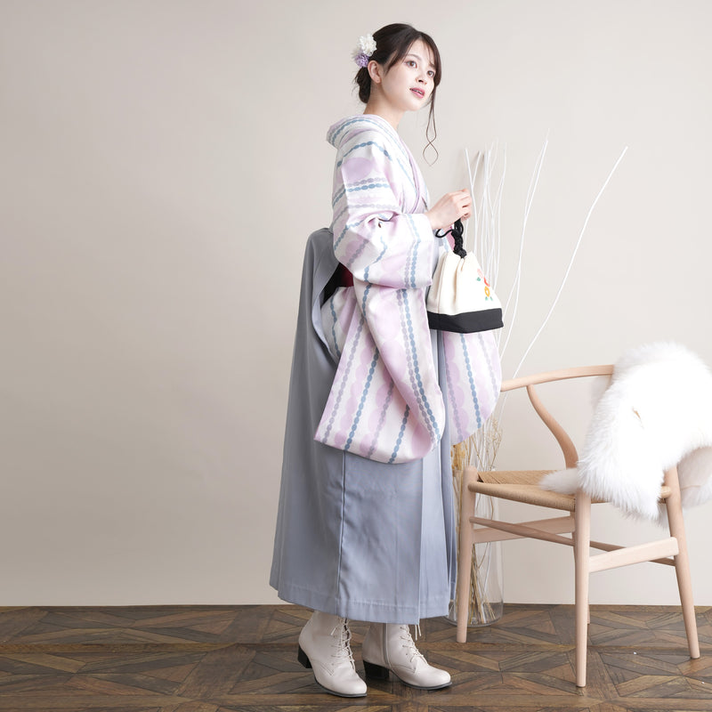 【リサイクル着物】 2尺袖着物 袴 2点セット 販売品 中古 USED ドット  袴91cm（身長153-158cm）卒業式 大学生 ひよこ商店（5182695611）【中古販売】