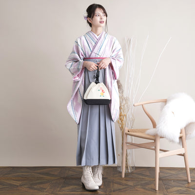 【リサイクル着物】 2尺袖着物 袴 2点セット 販売品 中古 USED ドット  袴91cm（身長153-158cm）卒業式 大学生 ひよこ商店（5182695611）【中古販売】
