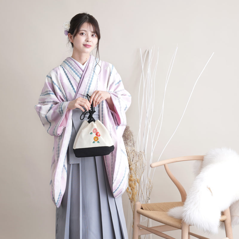 【リサイクル着物】 2尺袖着物 袴 2点セット 販売品 中古 USED ドット  袴91cm（身長153-158cm）卒業式 大学生 ひよこ商店（5182695611）【中古販売】