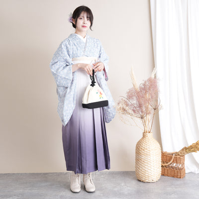 【リサイクル着物】 2尺袖着物 袴 2点セット 販売品 中古 USED くすみカラー 刺繍  袴91cm（身長153-158cm）卒業式 大学生 （5182698311）【中古販売】