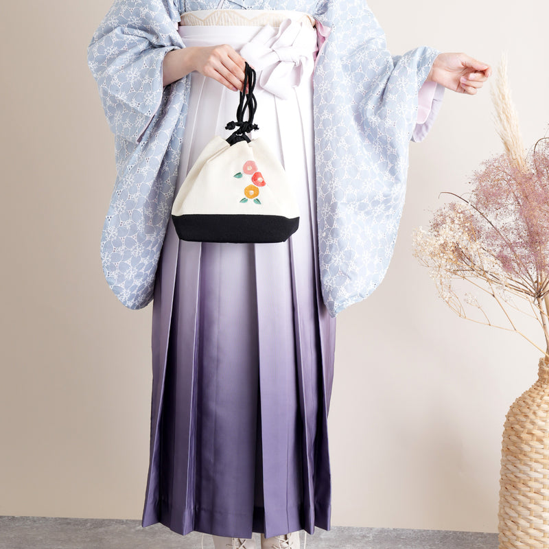 【リサイクル着物】 2尺袖着物 袴 2点セット 販売品 中古 USED くすみカラー 刺繍  袴91cm（身長153-158cm）卒業式 大学生 （5182698311）【中古販売】