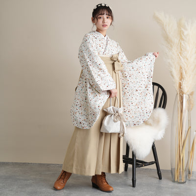 【リサイクル着物】 2尺袖着物 袴 2点セット 販売品 中古 USED メンフィス柄風  袴91cm（身長153-158cm）卒業式 大学生 （5182699911）【中古販売】
