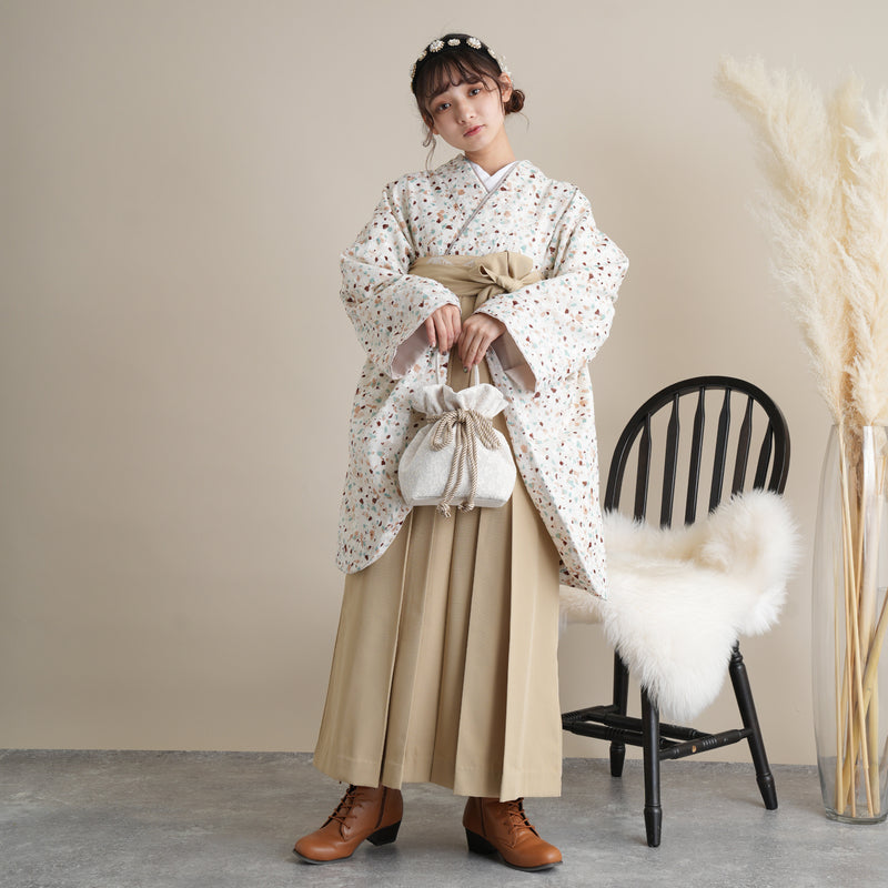 【リサイクル着物】 2尺袖着物 袴 2点セット 販売品 中古 USED メンフィス柄風  袴91cm（身長153-158cm）卒業式 大学生 （5182699911）【中古販売】