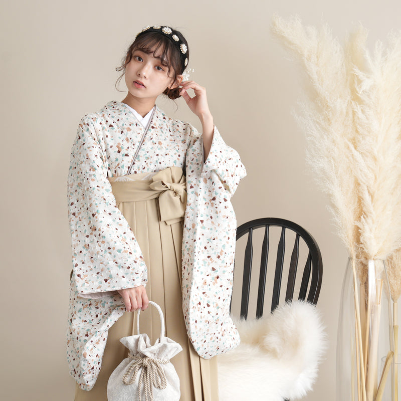 【リサイクル着物】 2尺袖着物 袴 2点セット 販売品 中古 USED メンフィス柄風  袴91cm（身長153-158cm）卒業式 大学生 （5182699911）【中古販売】