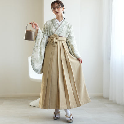 【リサイクル着物】 2尺袖着物 袴 2点セット 販売品 中古 USED くすみグリーン ぼかし  袴91cm（身長153-158cm）卒業式 大学生 （5182700211）【中古販売】