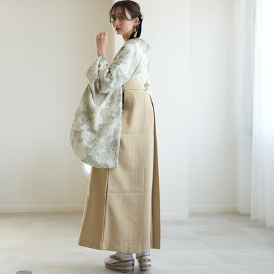 【リサイクル着物】 2尺袖着物 袴 2点セット 販売品 中古 USED くすみグリーン ぼかし  袴91cm（身長153-158cm）卒業式 大学生 （5182700211）【中古販売】