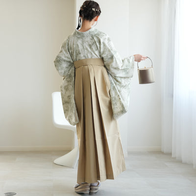 【リサイクル着物】 2尺袖着物 袴 2点セット 販売品 中古 USED くすみグリーン ぼかし  袴91cm（身長153-158cm）卒業式 大学生 （5182700211）【中古販売】