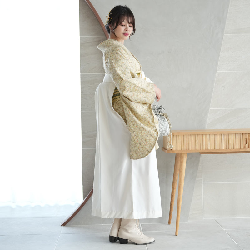 【リサイクル着物】 2尺袖着物 袴 2点セット 販売品 中古 USED キャメル ボタニカル  袴91cm（身長153-158cm）卒業式 大学生 （5182700811）【中古販売】