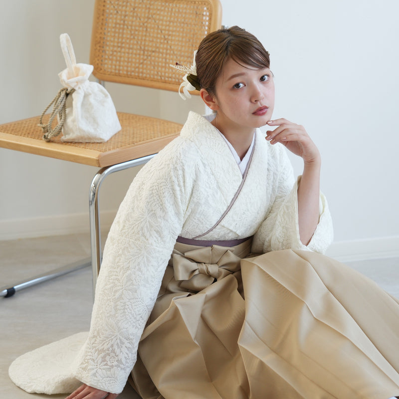 【リサイクル着物】 2尺袖着物 袴 2点セット 販売品 中古 USED レース  袴91cm（身長153-158cm）卒業式 大学生 （5182701111）【中古販売】