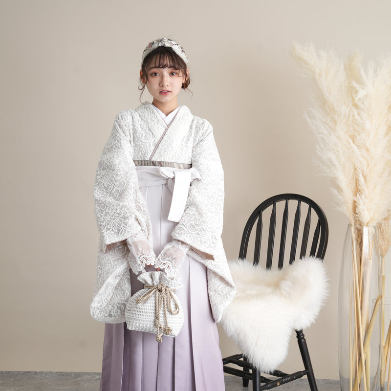 【リサイクル着物】 2尺袖着物 袴 2点セット 販売品 中古 USED 日本製レース  袴91-99cm（身長153-170cm）卒業式 大学生 （5182701301）【中古販売】