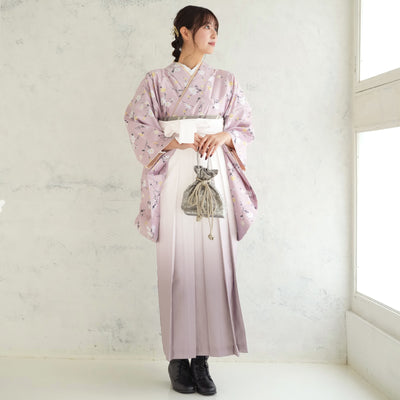 【リサイクル着物】 2尺袖着物 袴 2点セット 販売品 中古 USED ピンク系  袴91cm（身長153-158cm）卒業式 大学生 （5182705911）【中古販売】