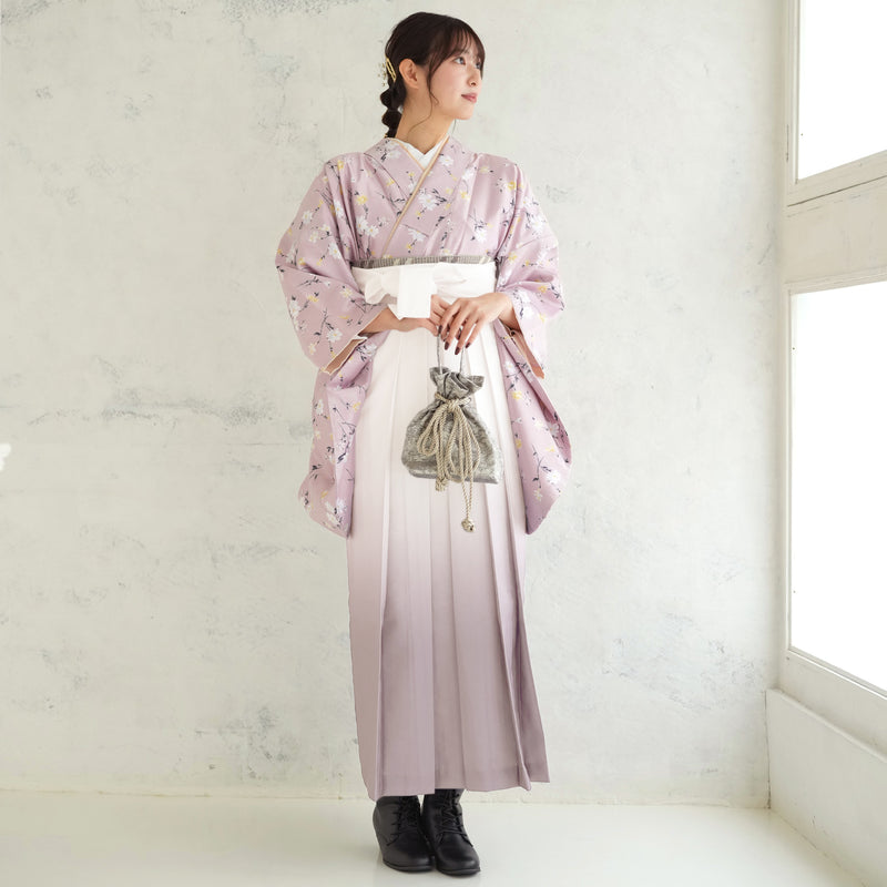 【リサイクル着物】 2尺袖着物 袴 2点セット 販売品 中古 USED ピンク系  袴91cm（身長153-158cm）卒業式 大学生 （5182705911）【中古販売】