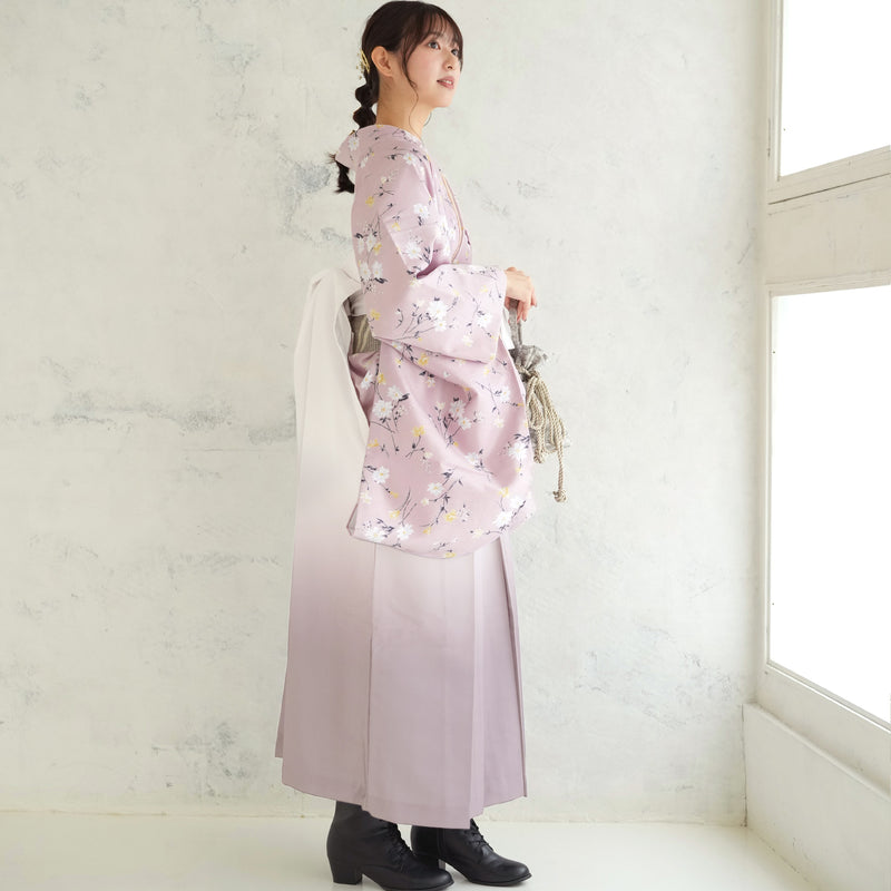 【リサイクル着物】 2尺袖着物 袴 2点セット 販売品 中古 USED ピンク系  袴91cm（身長153-158cm）卒業式 大学生 （5182705911）【中古販売】