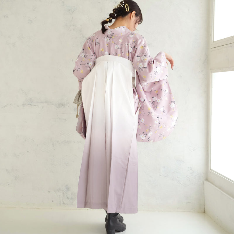 【リサイクル着物】 2尺袖着物 袴 2点セット 販売品 中古 USED ピンク系  袴91cm（身長153-158cm）卒業式 大学生 （5182705911）【中古販売】