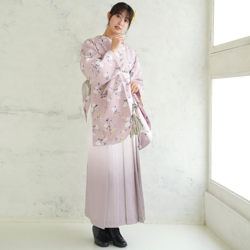 【リサイクル着物】 2尺袖着物 袴 2点セット 販売品 中古 USED ピンク系  袴91cm（身長153-158cm）卒業式 大学生 （5182705911）【中古販売】