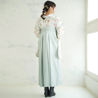 【リサイクル着物】 2尺袖着物 袴 2点セット 販売品 中古 USED オフ白系  袴91-95cm（身長153-163cm）卒業式 大学生 （5182711501）【中古販売】