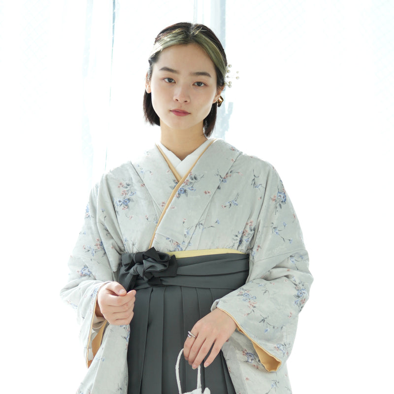 【リサイクル着物】 2尺袖着物 袴 2点セット 販売品 中古 USED 水色系  袴91・99cm（身長153-158cm・163-170cm） 卒業式 大学生 （5182712201）【中古販売】