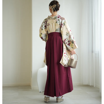 【リサイクル着物】 2尺袖着物 袴 2点セット 販売品 中古 USED ベージュ  袴91cm（身長153-158cm）卒業式 大学生 ひよこ商店（5182715711）【中古販売】