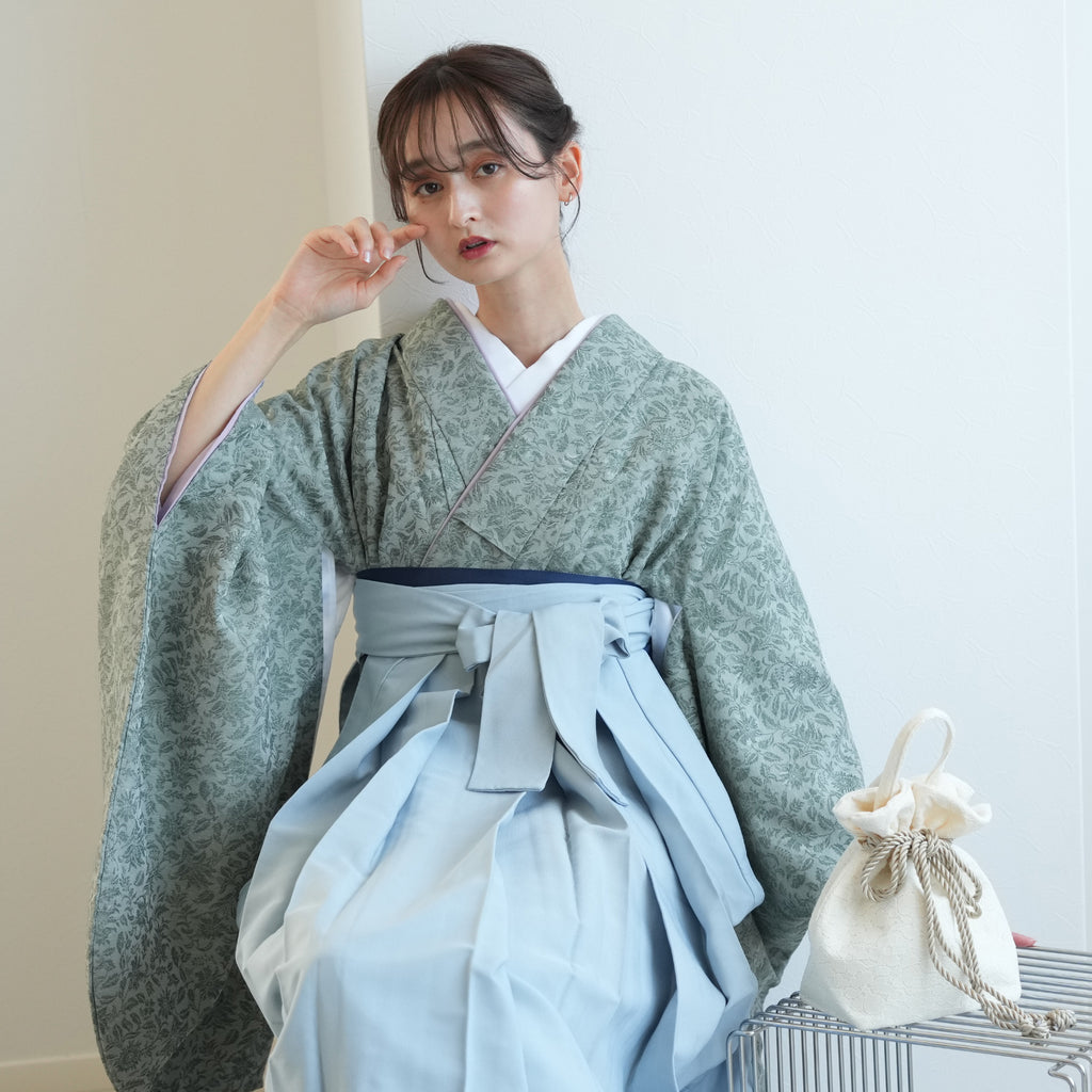 リサイクル着物】 2尺袖着物 袴 2点セット 販売品 中古 USED くすみ
