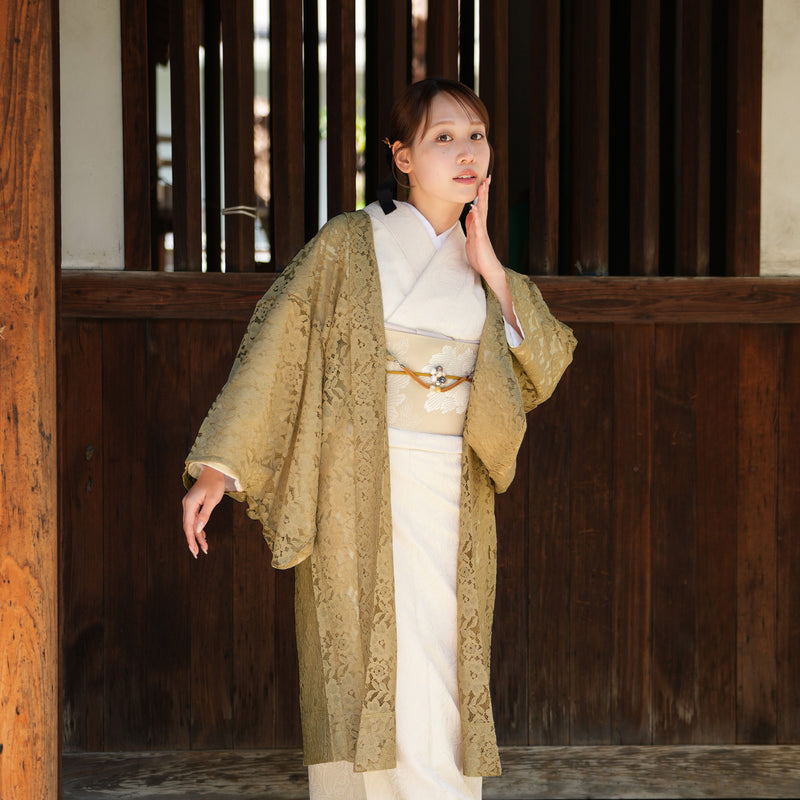 羽織 ニコアンティーク レース 薄羽織 ミルクティ（5223607000）