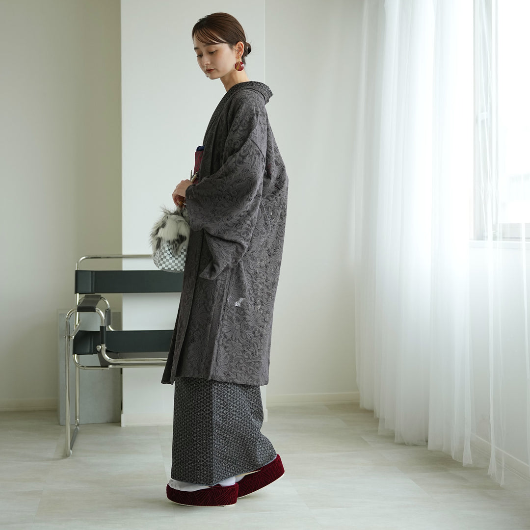 レース羽織 スミクロ・クラシカ】長羽織 国産生地 フリーサイズ