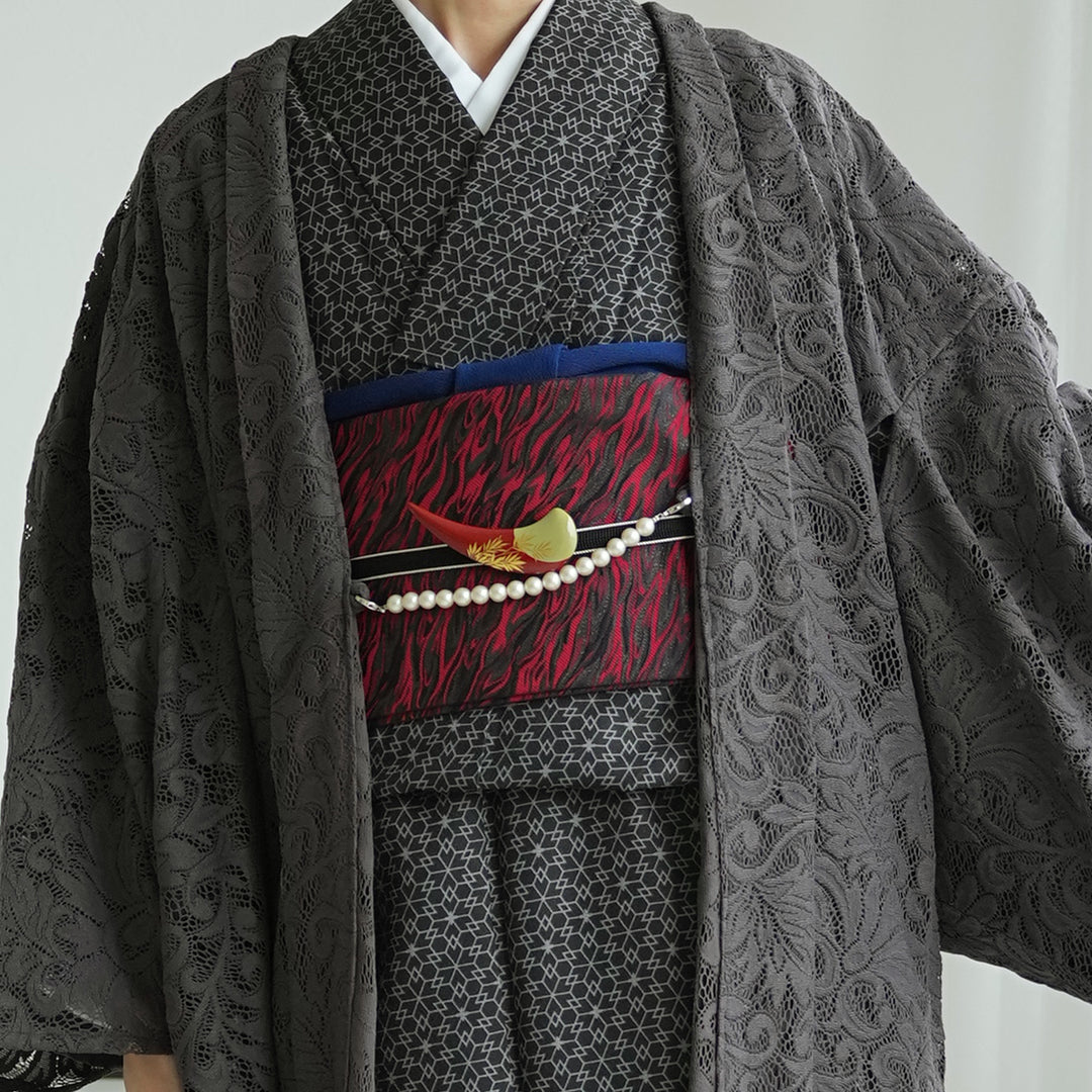 レース羽織 スミクロ・クラシカ】長羽織 国産生地 フリーサイズ