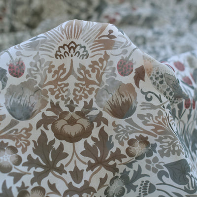 【薄羽織  ウィリアムモリス Strawberry Thief(イチゴ泥棒) ブルーグリーン　オパール加工】長羽織  国産生地 フリーサイズ  透け感 深緑 ニコアンティーク（5223613500）