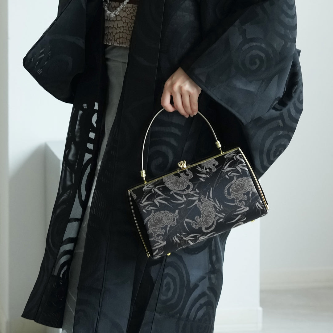 羽織 紋紗織 渦巻・ブラック】単品 長羽織 フリーサイズ 日本製 塵除け