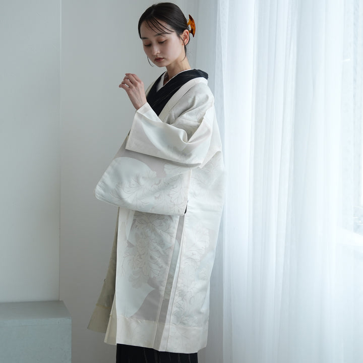 羽織 紋紗織 蕪・クリーム】単品 長羽織 フリーサイズ 日本製 塵除け