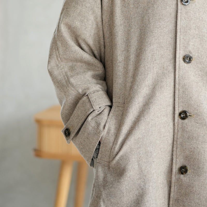 コート utatane ウール混 ツイード ステンカラー ロングコート 着物コート 和装コート 日本製 村田倫子ちゃん着用 ベージュ（5230604000）