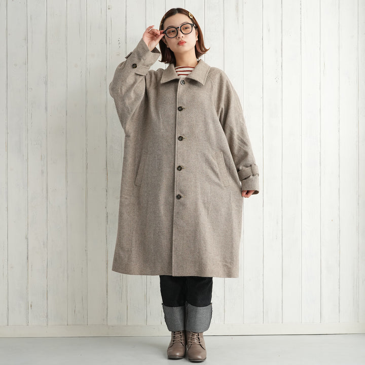 コート utatane ウール混 ツイード ステンカラー ロングコート 着物