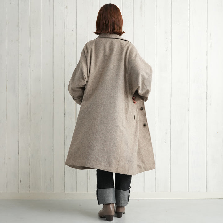 utatane 和装コート 和洋兼用コート 日本製 コート utatane ウール混 ツイード ステンカラー ロングコート 着物