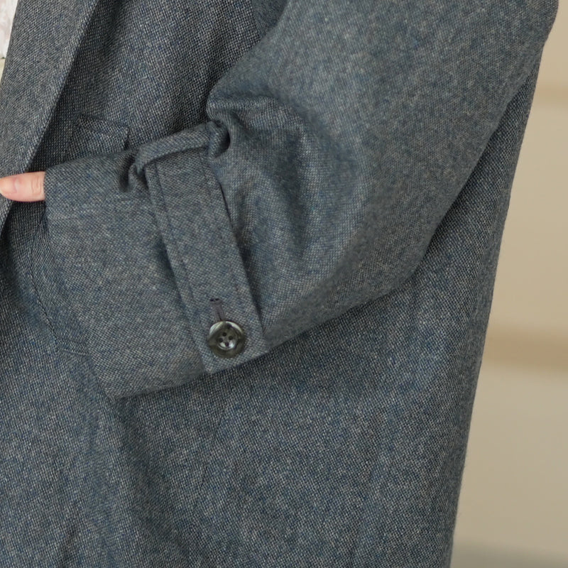 コート utatane ウール混 ツイード ステンカラー ロングコート 着物コート 和装コート 日本製 ネイビー （5230604100）