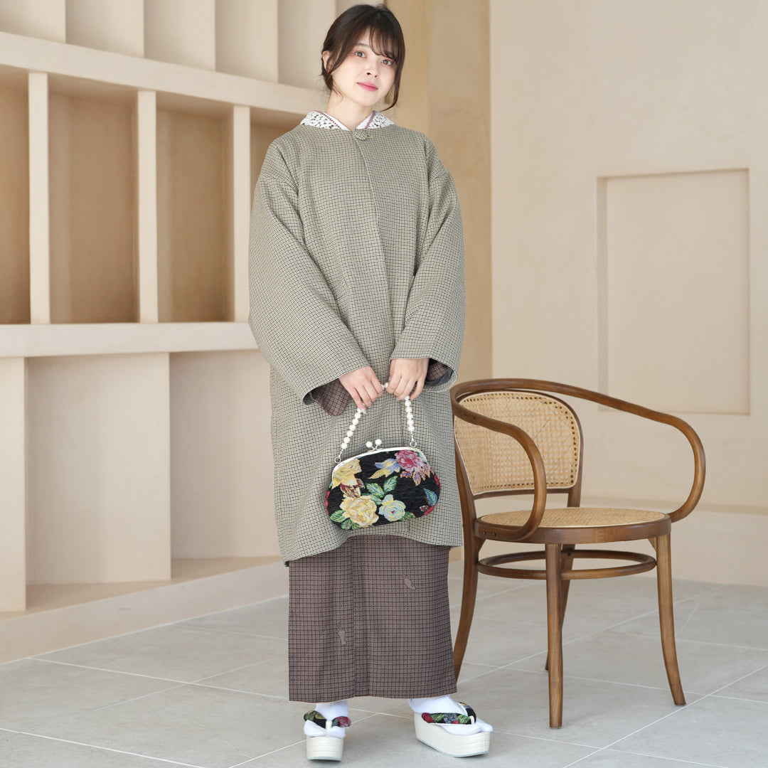 Yokoya かわいがっ ダークグレー 和装コート