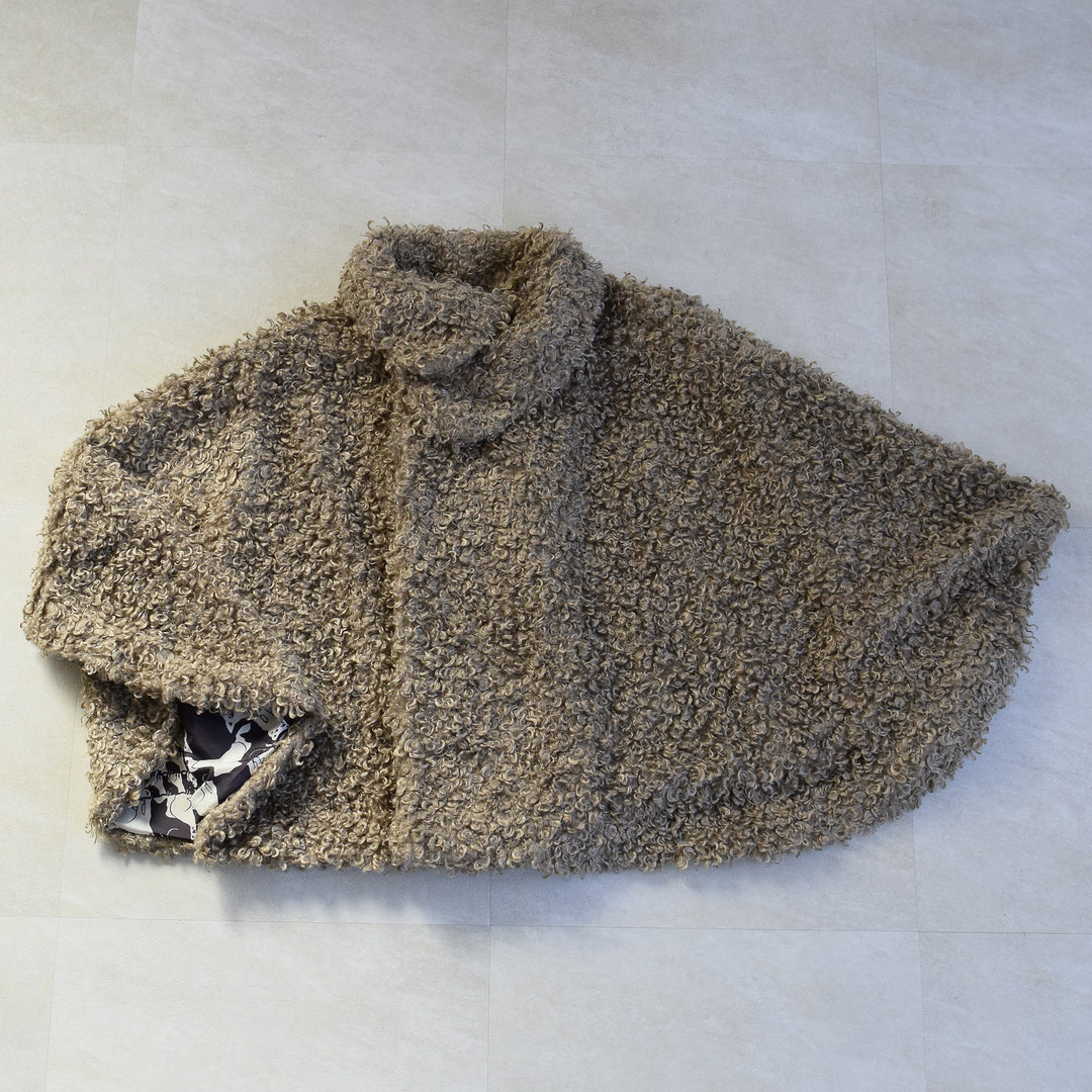 着物コート プードルファー】ブロンズ 猫 ポンチョ 和洋兼用 和装