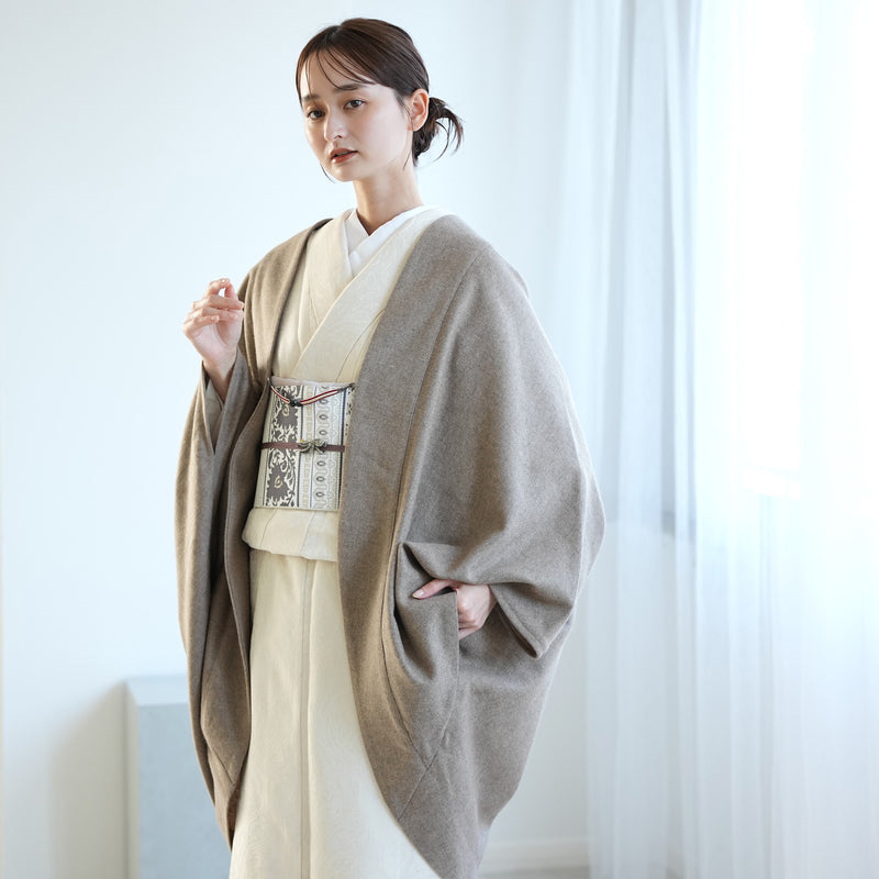 【コート ドルマン2wayコート トープ】羽織 単品 JAPAN MODE モモンガコート 和装コート 羊毛 ボレロ ポケット付き 羽織紐が付けられる乳付き【取り寄せ品】（5230606200）