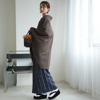 【コート ドルマン2wayコート ココア】羽織 単品 JAPAN MODE モモンガコート 和装コート 羊毛 ボレロ ポケット付き 羽織紐が付けられる乳付き【取り寄せ品】（5230606300）