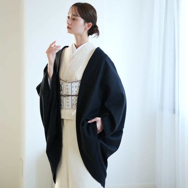 【コート ドルマン2wayコート ブラック】羽織 単品 JAPAN MODE モモンガコート 和装コート 羊毛 ボレロ ポケット付き 羽織紐が付けられる乳付き【取り寄せ品】（5230606400）