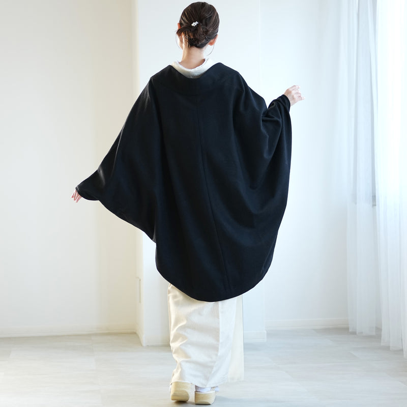 【コート ドルマン2wayコート ブラック】羽織 単品 JAPAN MODE モモンガコート 和装コート 羊毛 ボレロ ポケット付き 羽織紐が付けられる乳付き【取り寄せ品】（5230606400）