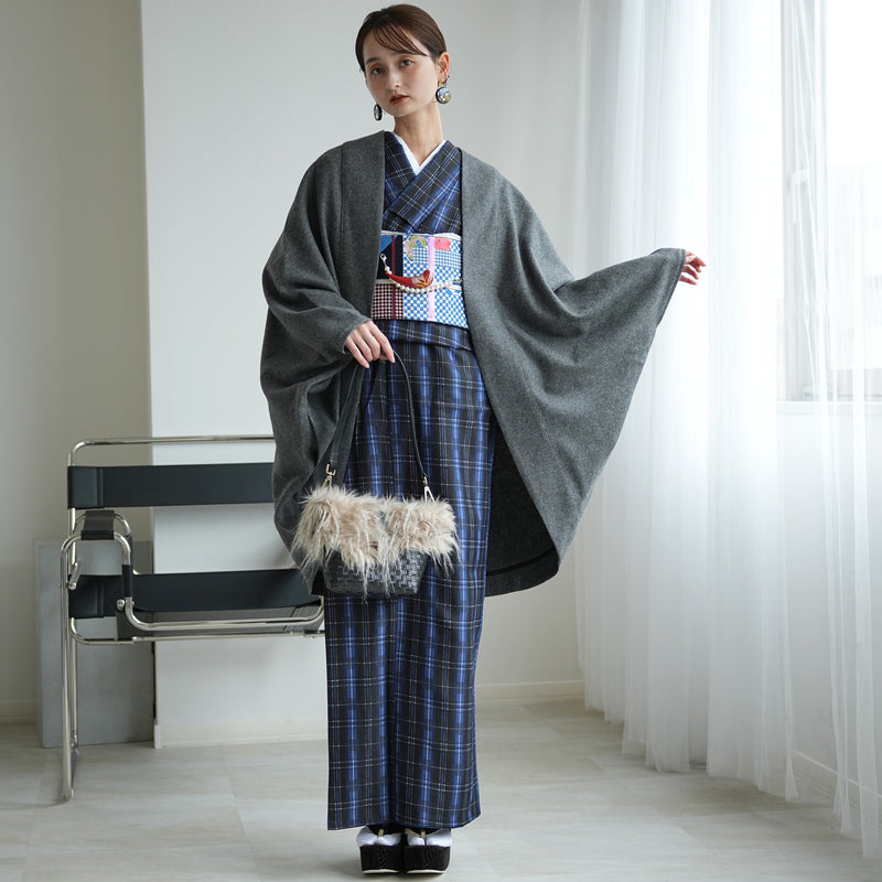 【コート ドルマン2wayコート グレー】羽織 単品 JAPAN MODE モモンガコート 和装コート 羊毛 ボレロ ポケット付き 羽織紐が付けられる乳付き【取り寄せ品】（5230606500）