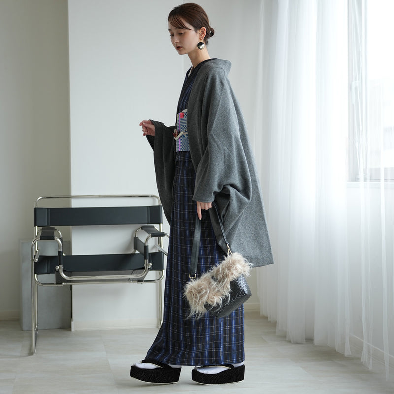 【コート ドルマン2wayコート グレー】羽織 単品 JAPAN MODE モモンガコート 和装コート 羊毛 ボレロ ポケット付き 羽織紐が付けられる乳付き【取り寄せ品】（5230606500）