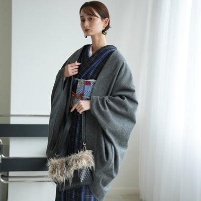 【コート ドルマン2wayコート グレー】羽織 単品 JAPAN MODE モモンガコート 和装コート 羊毛 ボレロ ポケット付き 羽織紐が付けられる乳付き【取り寄せ品】（5230606500）
