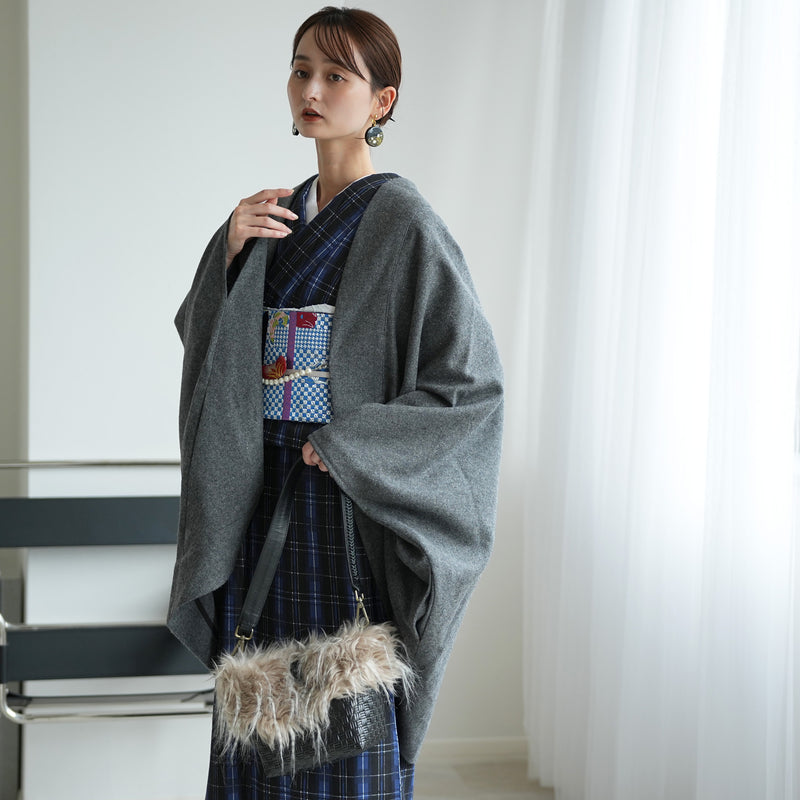 【コート ドルマン2wayコート グレー】羽織 単品 JAPAN MODE モモンガコート 和装コート 羊毛 ボレロ ポケット付き 羽織紐が付けられる乳付き【取り寄せ品】（5230606500）