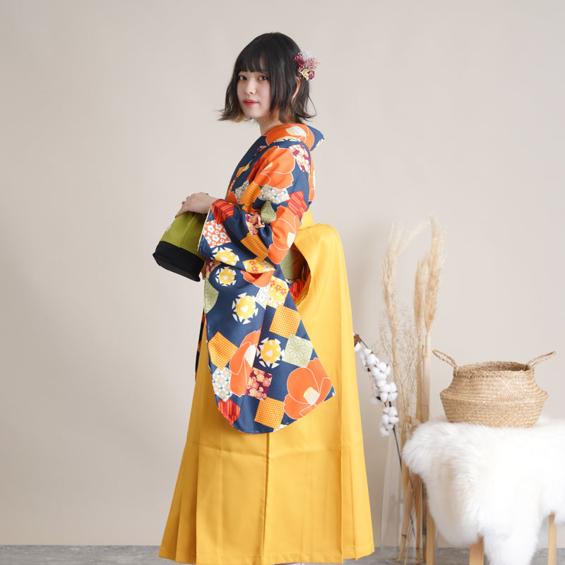 【リサイクル袴】袴 単品 販売品 中古 USED イエロー 袴91cm（身長153-158cm）卒業式  ひよこ商店 （5269627500）【中古販売】