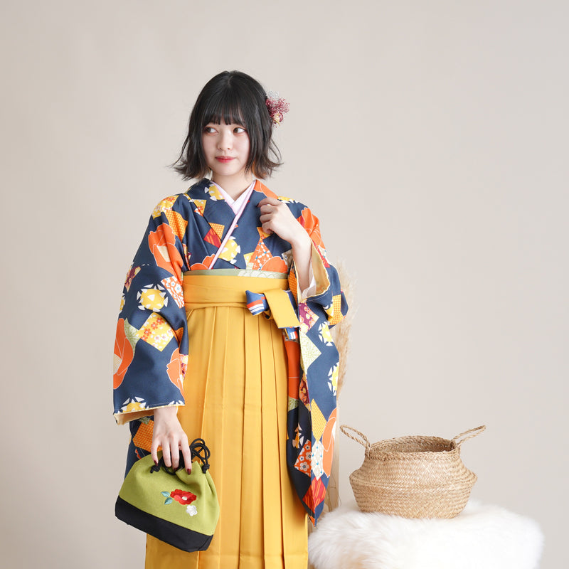 【リサイクル袴】袴 単品 販売品 中古 USED イエロー 袴91cm（身長153-158cm）卒業式  ひよこ商店 （5269627500）【中古販売】
